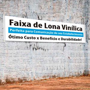 Faixa Lona Lona Vinílica 440gr.  Colorido - Impressão Digital  Solda, Bastão com Ponteiras e ilhós 